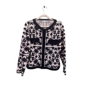 Gallery Black White Crochet Cardigan Floral Lace Parisian Chic Coquette UK L